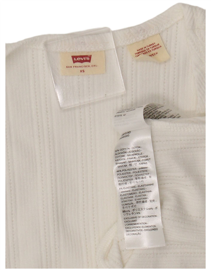 Levi's Womens Crop Wrap Shirt Bluse UK 4 XS Hvid Bomuld