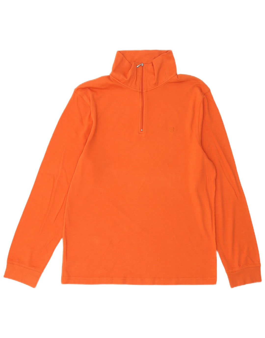 Charles Vogele Herre Zip Neck Top Langærmet Stor Orange Bomuld