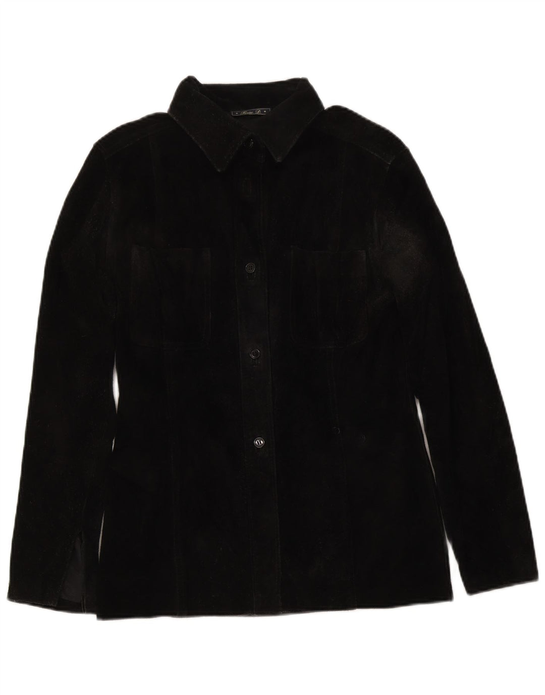 Vintage Dame Overshirt Ruskind Skjorte IT 46 Large Sort