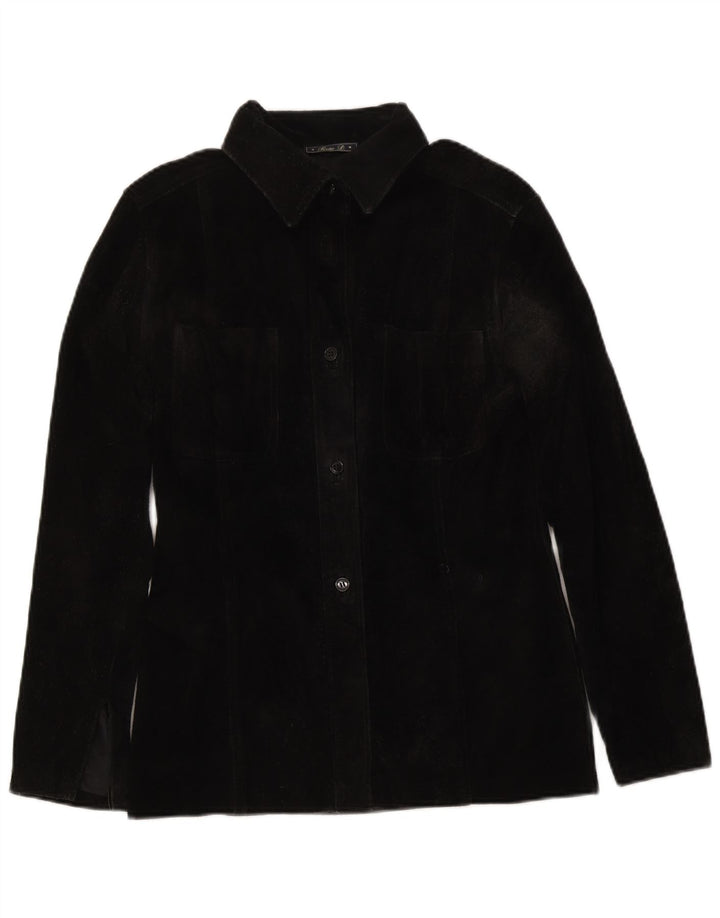 Vintage Dame Overshirt Ruskind Skjorte IT 46 Large Sort