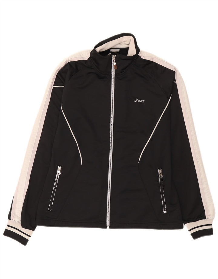 Asics træningsdragt topjakke til kvinder UK 14 Large Black Colourblock Polyester