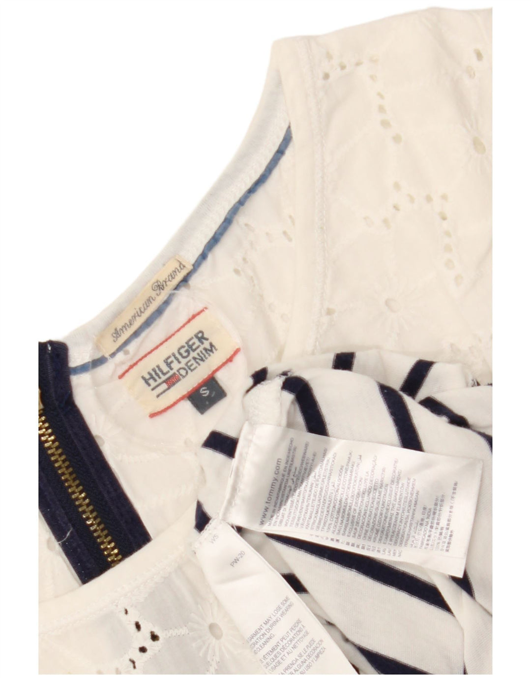 TOMMY HILFIGER Womens Blouse Top UK 10 Small White Striped Cotton