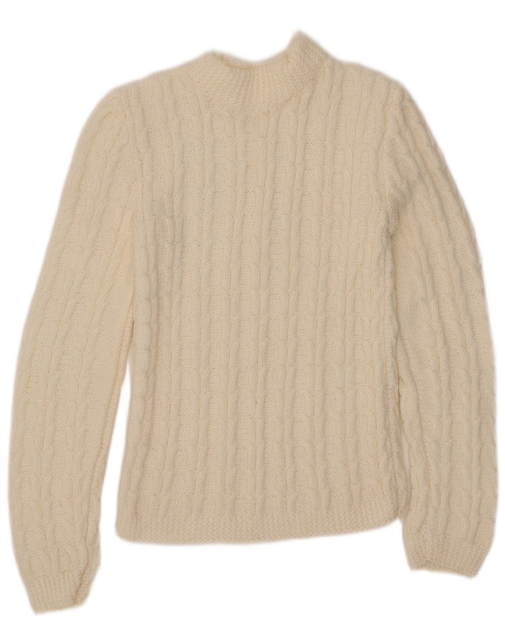 Vintage Dame Turtle Neck Jumper Sweater UK 8 Small Off White