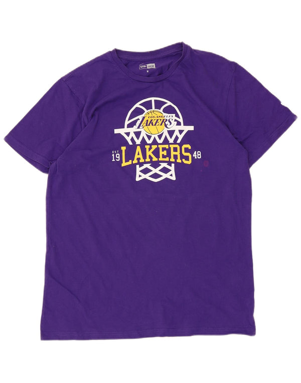 New Era Herre Los Angeles Lakers Grafisk T-Shirt Top Medium Lilla Bomuld