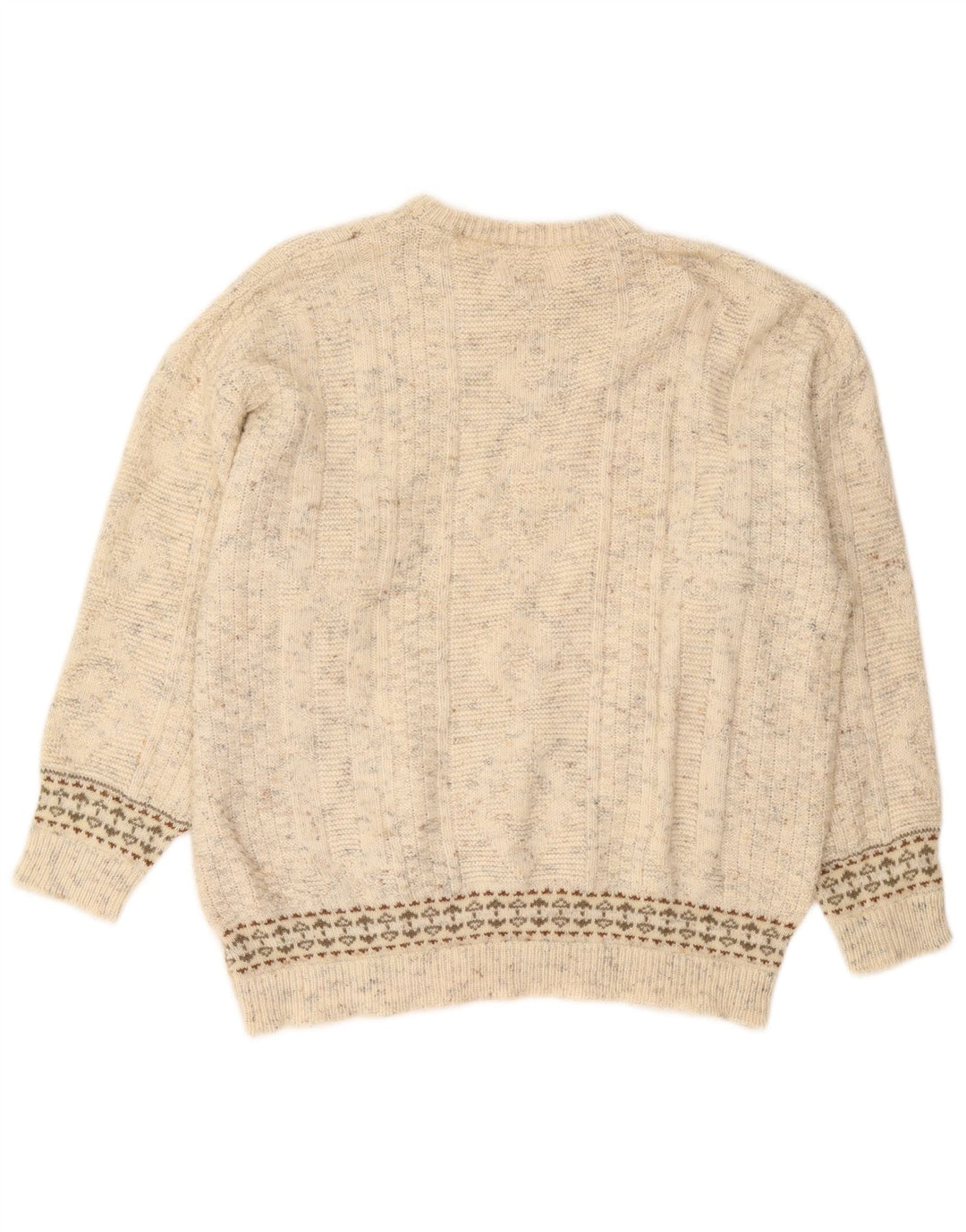 Vintage dame sweater med rund hals DK 20 2XL Beige Flecked