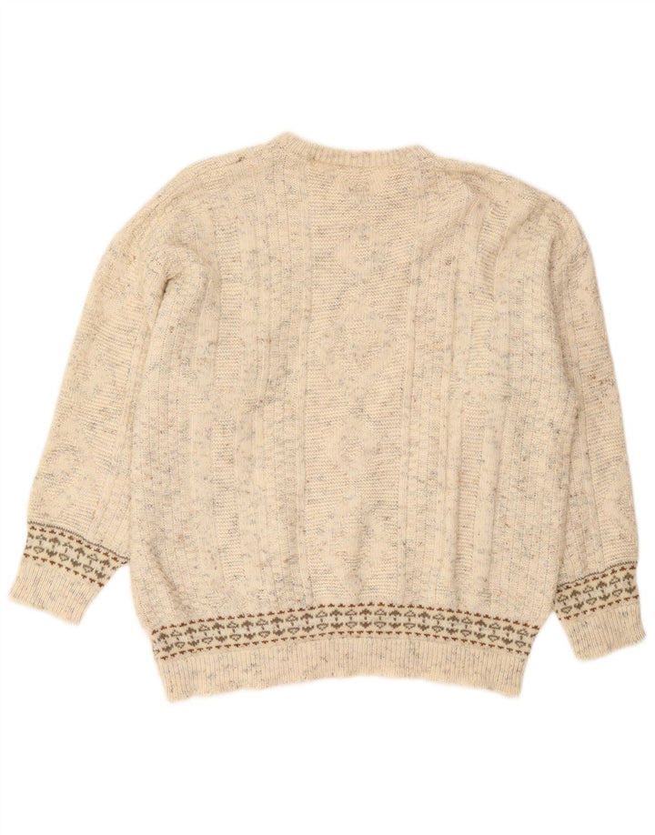 Vintage dame sweater med rund hals DK 20 2XL Beige Flecked