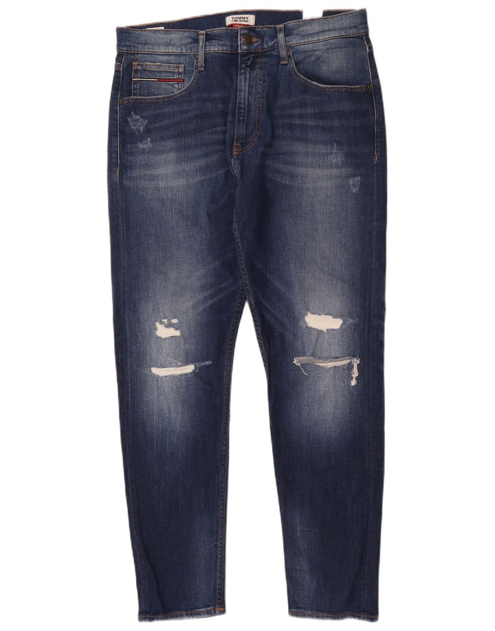Tommy Hilfiger Herre Distressed Slim Jeans W32 L32 Marineblå Bomuld
