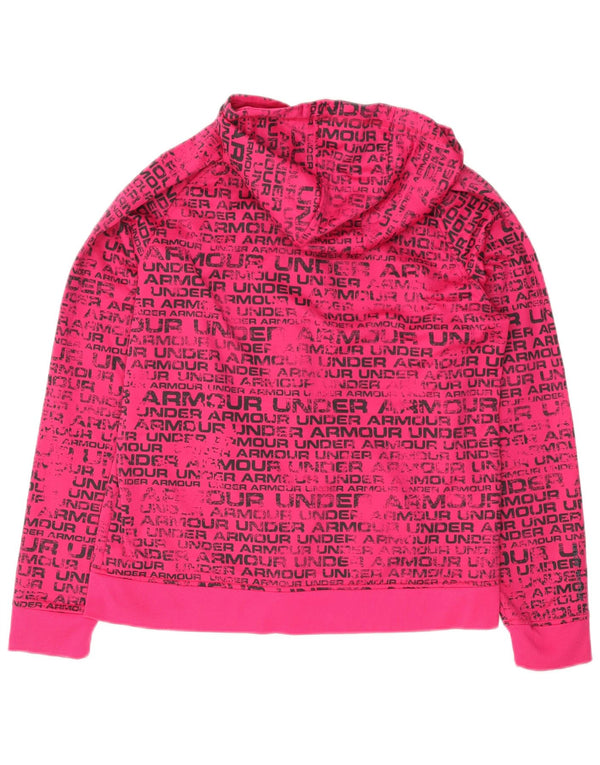 UNDER ARMOUR Grafisk hættetrøje med lynlås til kvinder UK 16 Large Pink Polyester