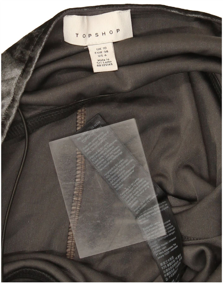 Topshop Dame Velour Jumpsuit UK 10 Small Grå Polyester