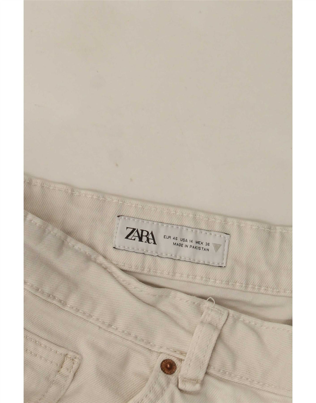Zara Dame Straight Jeans EU 46 2XL W36 L26 Hvid