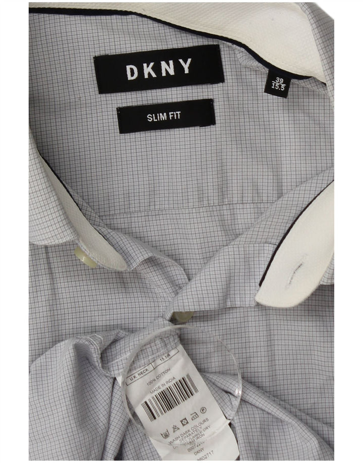 Dkny Herre Slim Fit skjorte str. 39 15 1/2 Medium Blue Ternet Bomuld