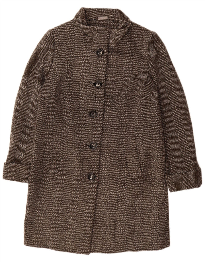 Marks & Spencer Womens Autograph Overcoat UK 12 Medium Grey Herringbone
