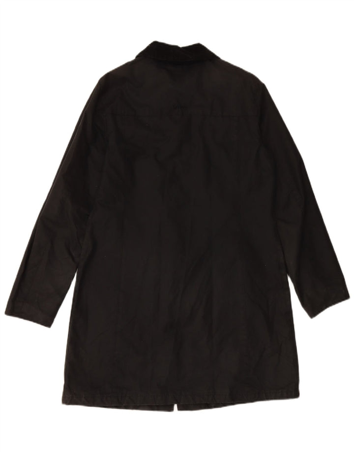 BARBOUR Womens Oversized voksbehandlet bomuldsoverfrakke UK 10 Lille sort bomuld