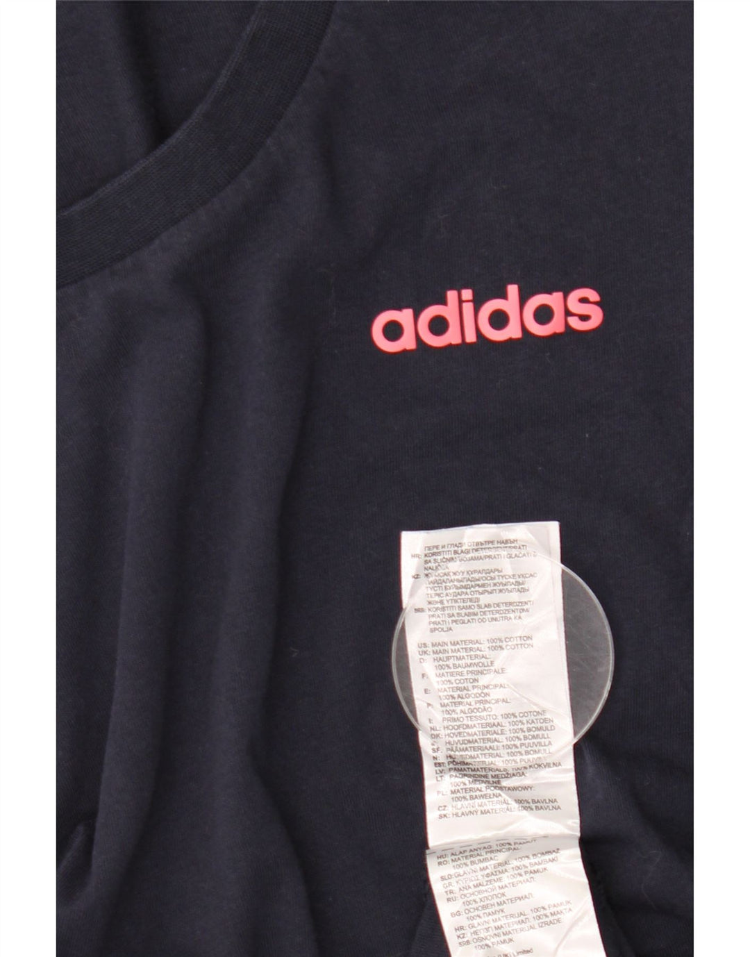 ADIDAS T-shirt top til kvinder UK 12 Mellem marineblå bomuld