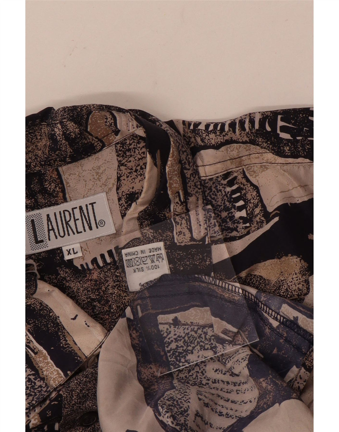 Laurent Kortærmet Herreskjorte XL Flerfarvet Patchwork Silke