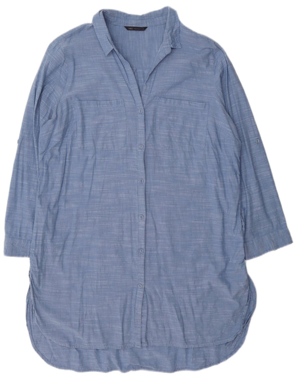 Marks & Spencer skjortekjole til kvinder UK 18 XL Blå Flecked Bomuld