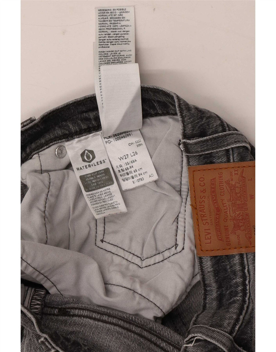 Levi's Dame 501 Straight Jeans W27 L26 Grå Bomuld