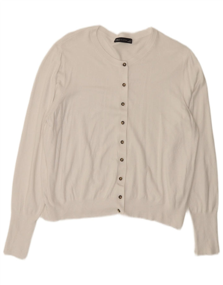 Marks & Spencer dame cardigan sweater UK 18 XL Hvid viskose