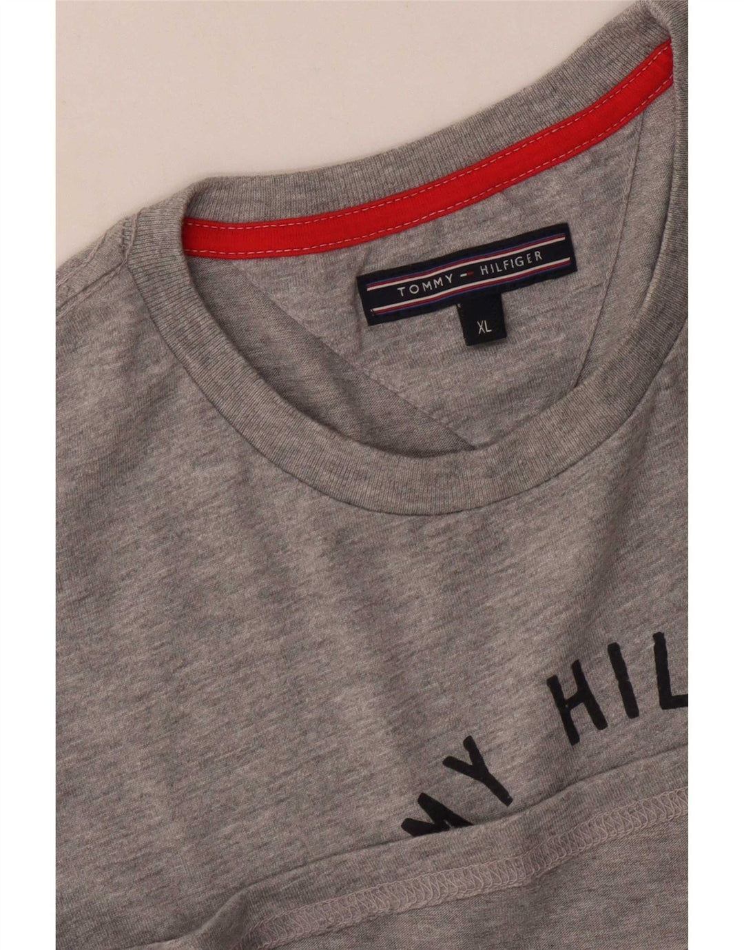 Tommy Hilfiger Herre Grafisk T-Shirt Top XL Grå Flecked
