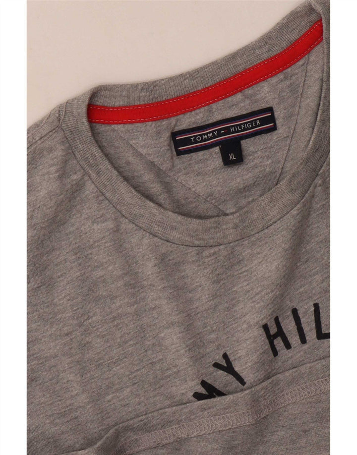 Tommy Hilfiger Herre Grafisk T-Shirt Top XL Grå Flecked