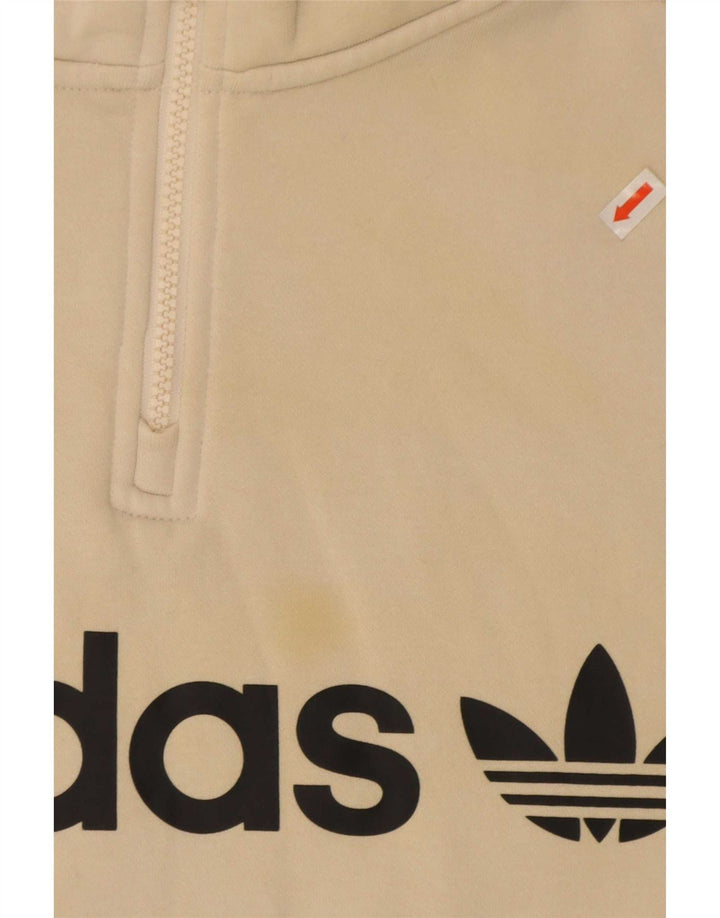 Adidas Dame Oversized Grafisk Sweatshirt Jumper UK 12 Medium Beige