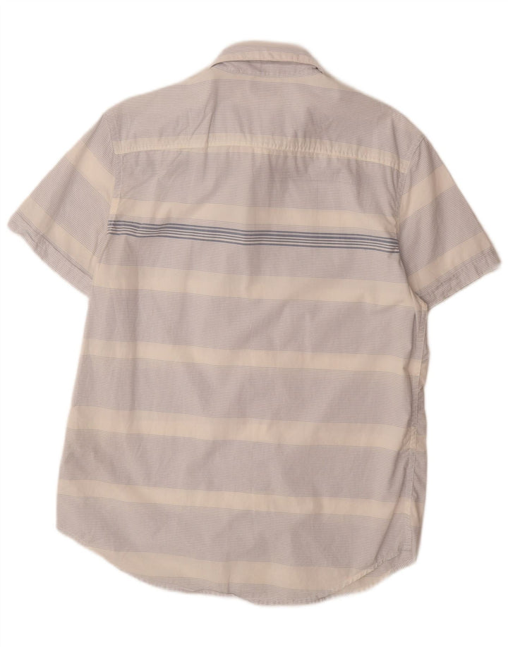 CALVIN KLEIN JEANS Kortærmet skjorte til mænd mellemblå stribet bomuld