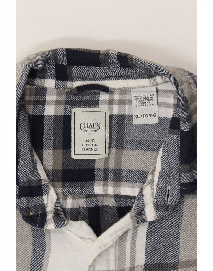 CHAPS Mens Flannel Shirt XL Navy Blue Check Cotton Vintage Chaps and Second-Hand Chaps from Messina Hembry 