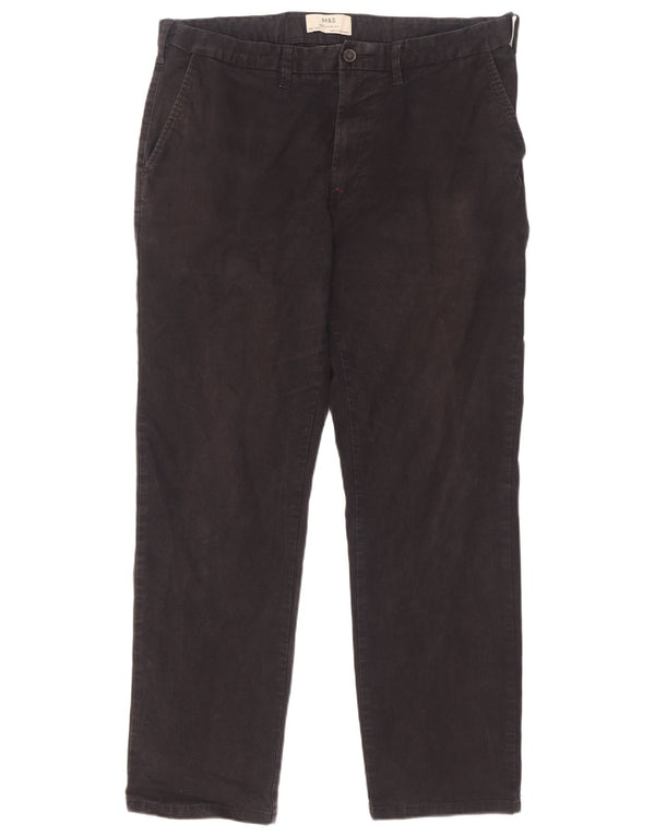 Marks & Spencer Straight Chino-bukser til mænd W36 L31 Marineblå bomuld