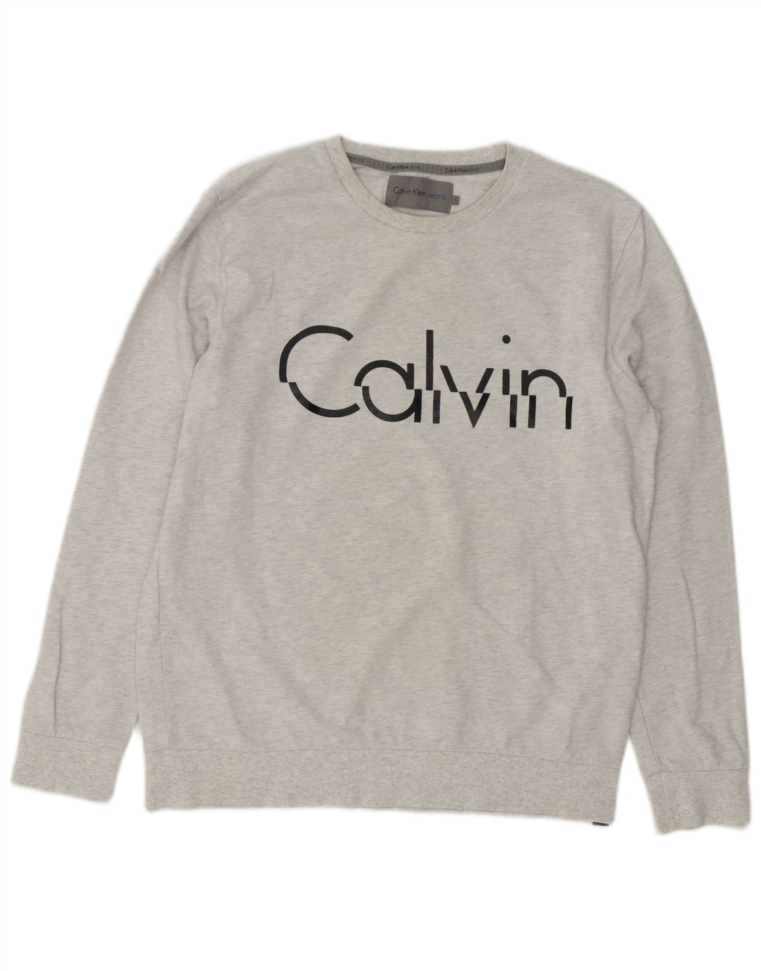 CALVIN KLEIN JEANS Grafisk sweatshirt til mænd, stor grå flækket