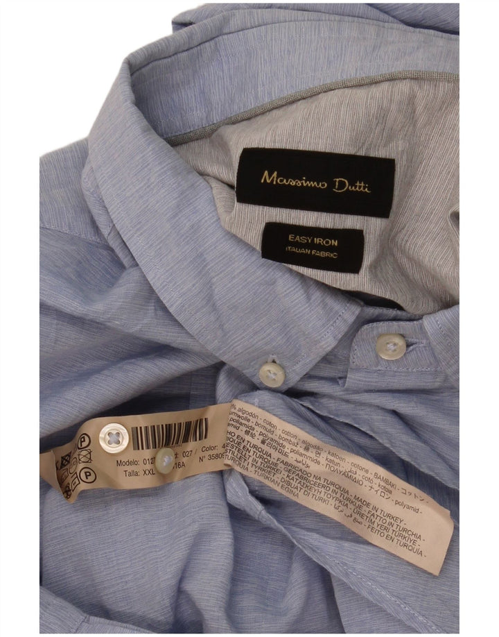 Massimo Dutti herreskjorte 2XL blå nålestribet bomuld