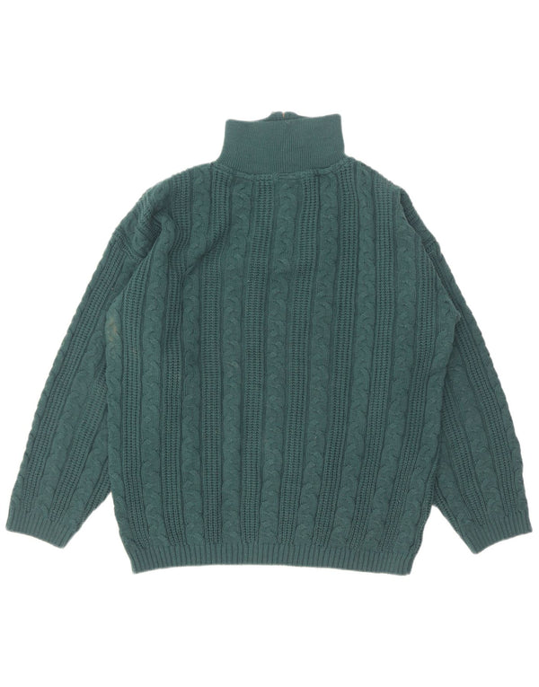 Vintage Herre Zip Neck Jumper Sweater UK 38/40 Medium Green Polyacrylic