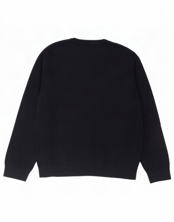 Marks & Spencer Mens V-Neck Jumper Sweater XL Navy Blue Cotton