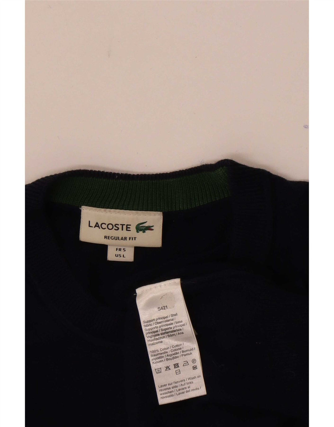 Lacoste Herre Regular Fit Crew Neck Jumper Sweater Størrelse 5 Large Navy Blue