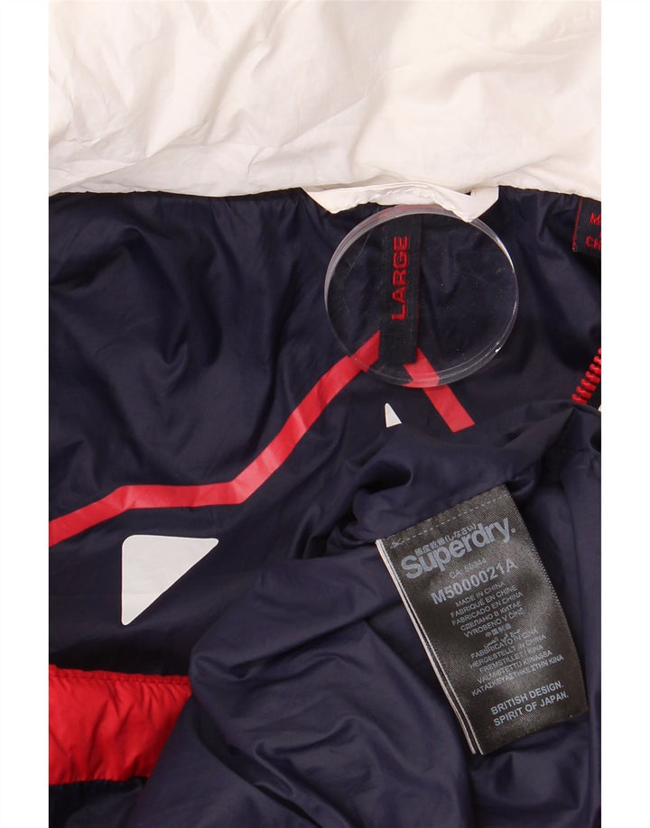 Superdry Polstret hættejakke til mænd UK 40 Large White Colourblock Polyester