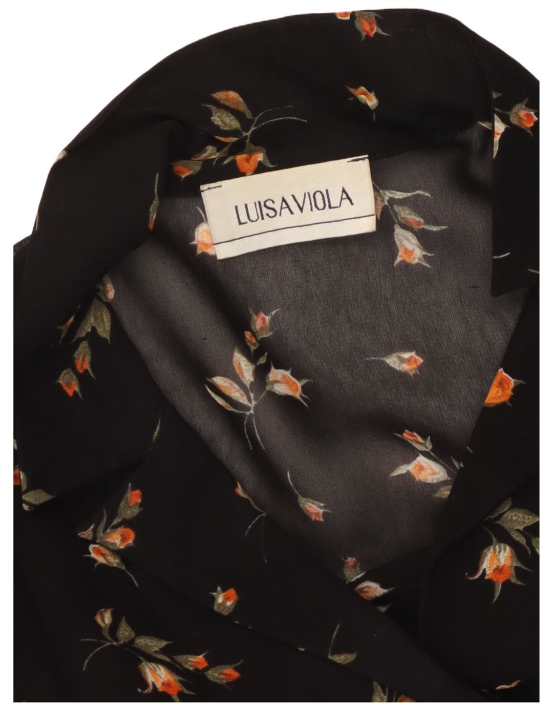 LUISA VIOLA Dame Se Through Shirt Bluse UK 20 2XL Sort Blomster