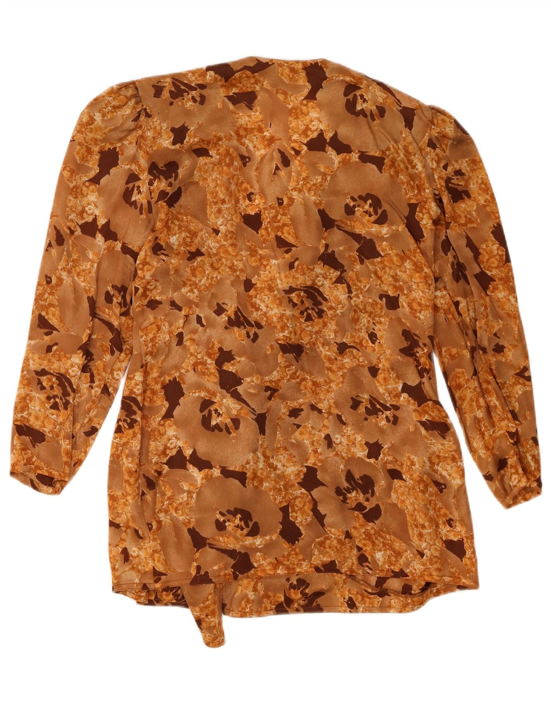 Vintage dameskjortebluse UK 16 Large Beige Floral Polyester