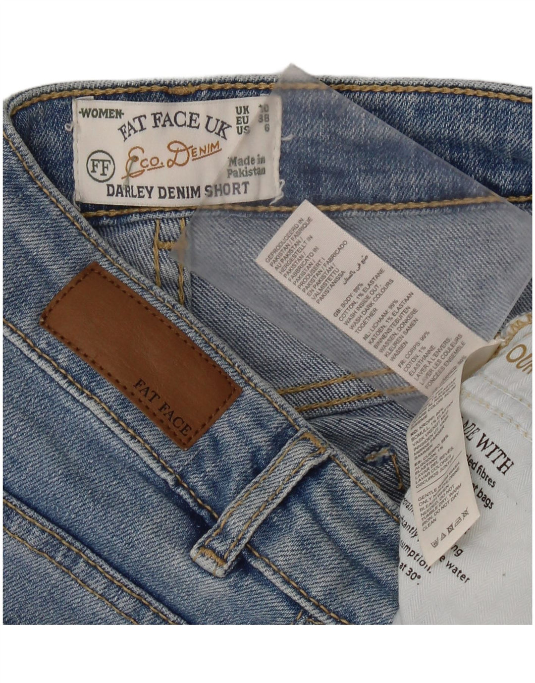 FAT FACE Dame Darley High Waist Denim Shorts UK 10 Small W28 Blue