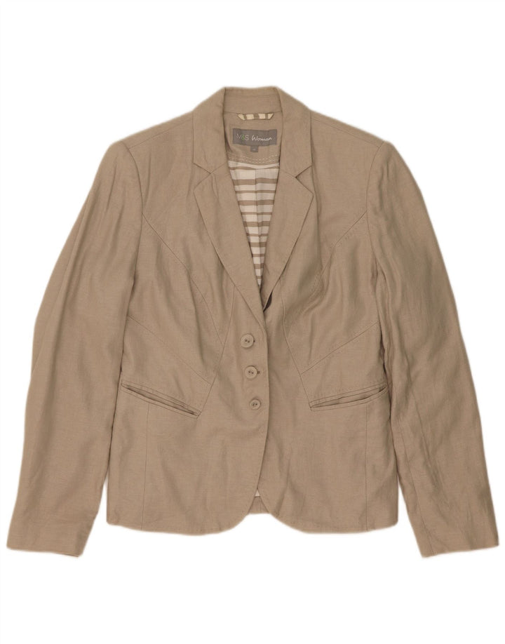 Marks & Spencer Dame 3-knaps blazerjakke UK 12 Medium Beige