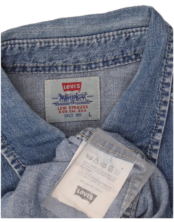 Levi's Denimskjorte til mænd Large Blue Cotton Western