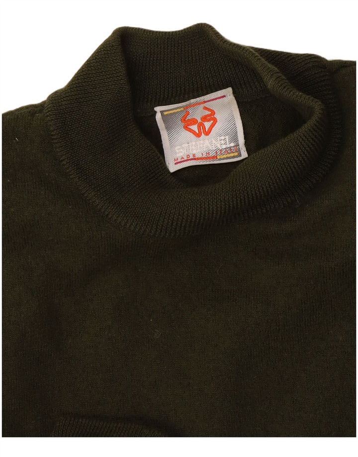 Stefanel Dame Turtle Neck Jumper Sweater UK 14 Large Khaki