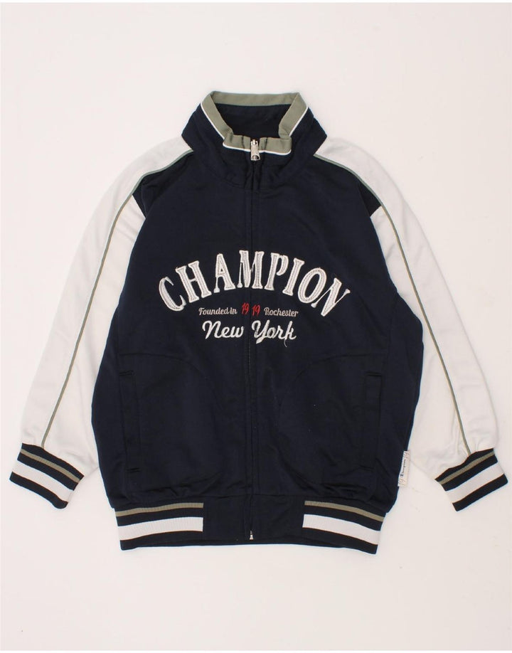 CHAMPION Boys Graphic Tracksuit Top Jacket 3-4 Years 2XS Navy Blue Vintage Champion and Second-Hand Champion from Messina Hembry 