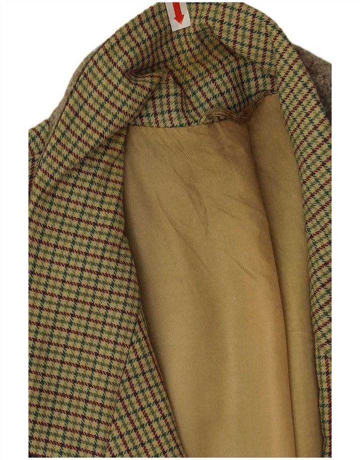 Pierre Laffitte Herre Longline Blazer Jacket UK 38 Medium Green Houndstooth