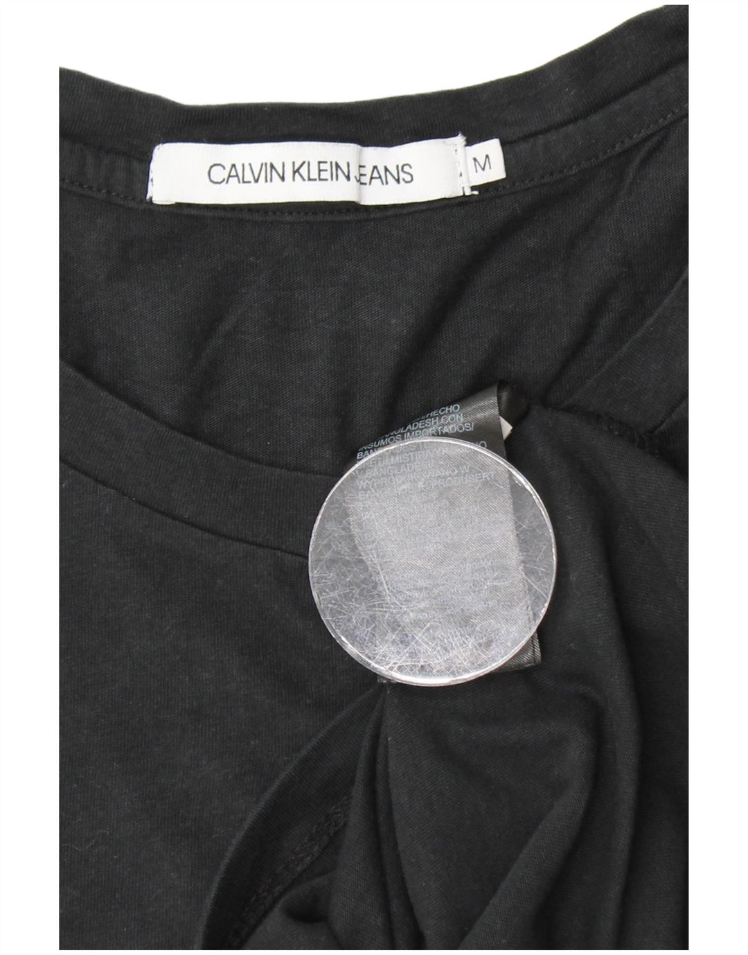 CALVIN KLEIN JEANS Grafisk T-shirt top til kvinder DK 12 Mellem sort bomuld