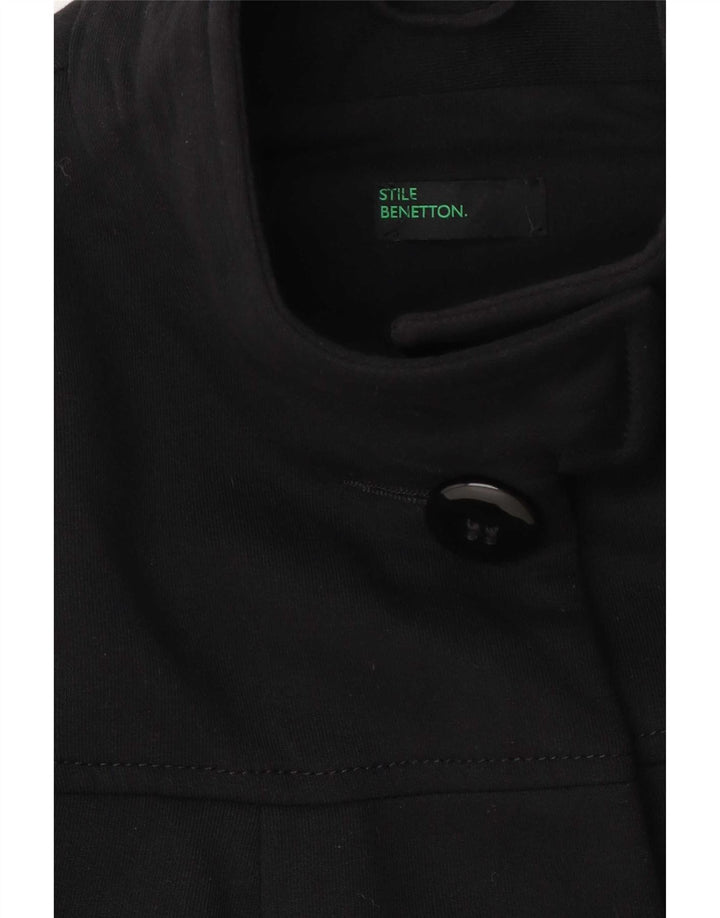 Benetton Dame Overfrakke UK 8 Lille Sort