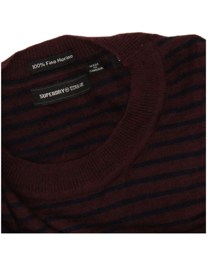 SUPERDRY Dame sweater med rund hals DK 14 Stor Bourgogne stribet