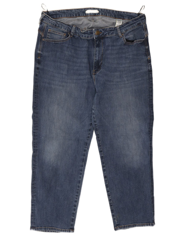 Marks & Spencer Kvinder Højtaljede Cropped Jeans UK 22 3XL W38 L25 Blå