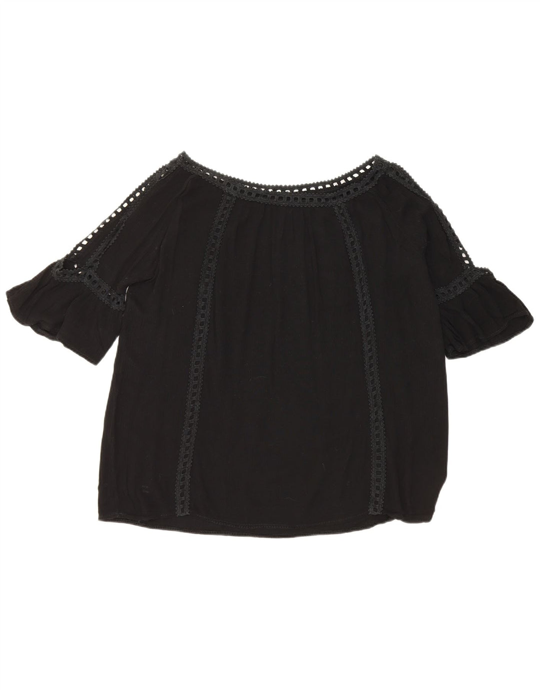 Vintage Dame Off Shoulder Top UK 16 Large Black