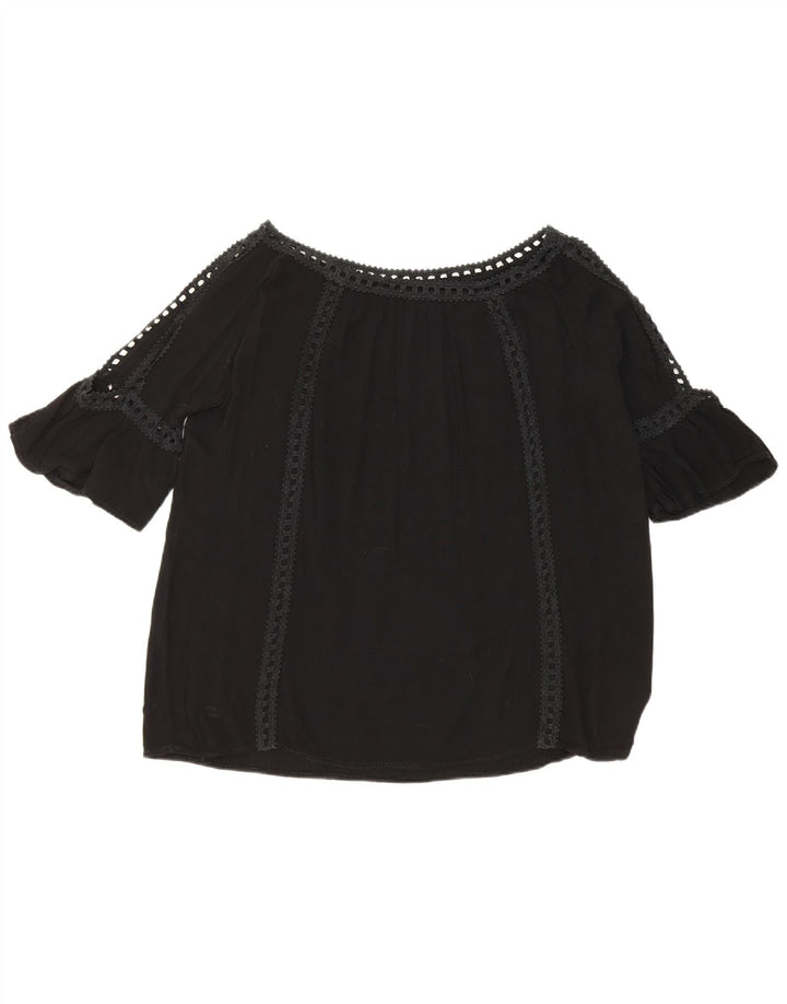 Vintage Dame Off Shoulder Top UK 16 Large Black