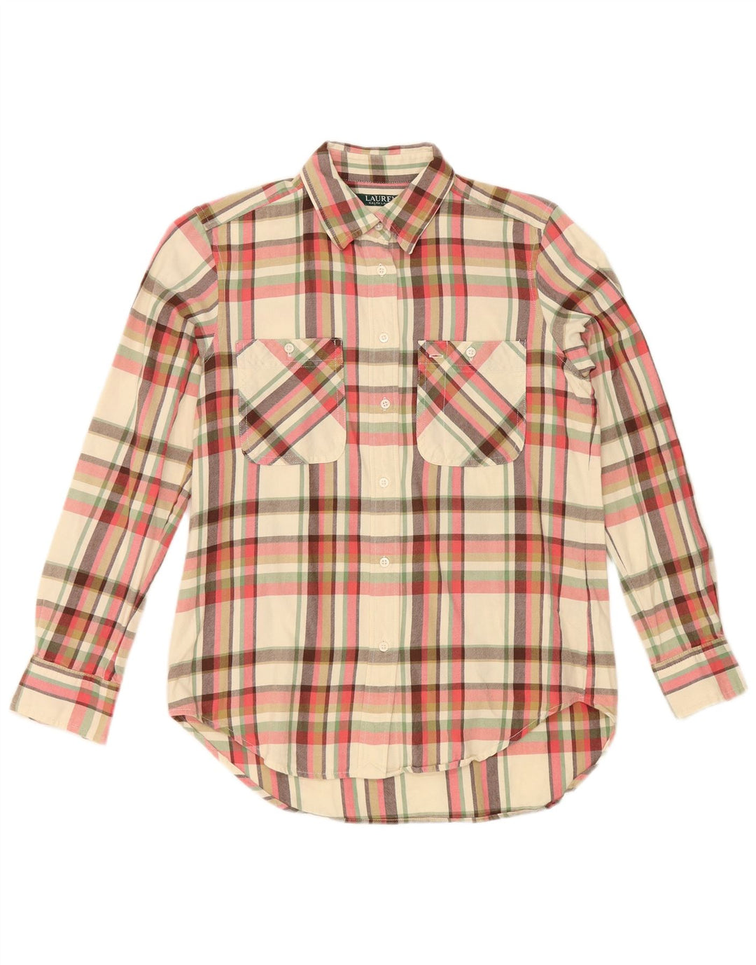 Ralph Lauren Dame Flanell Shirt UK 10 Small Off White Check