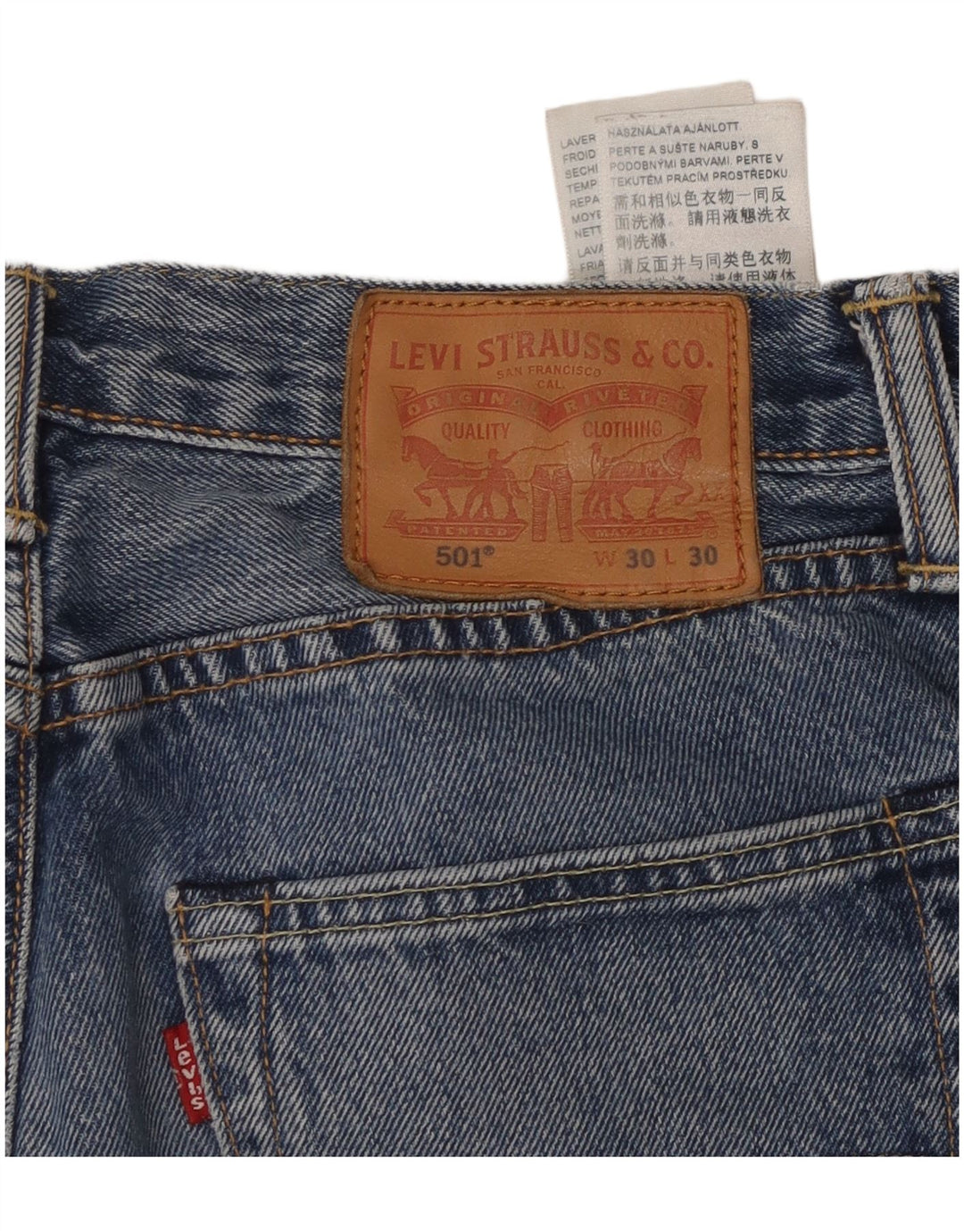 LEVI'S Herre 501 Straight Jeans W30 L30 Blå Bomuld